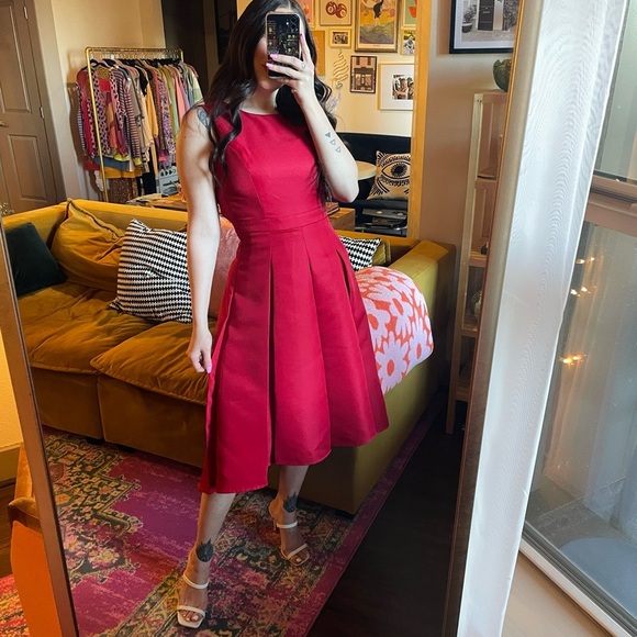 Lulus Red A-Line Open Back Fit & Flare Midi Dress - Picture 7 of 10